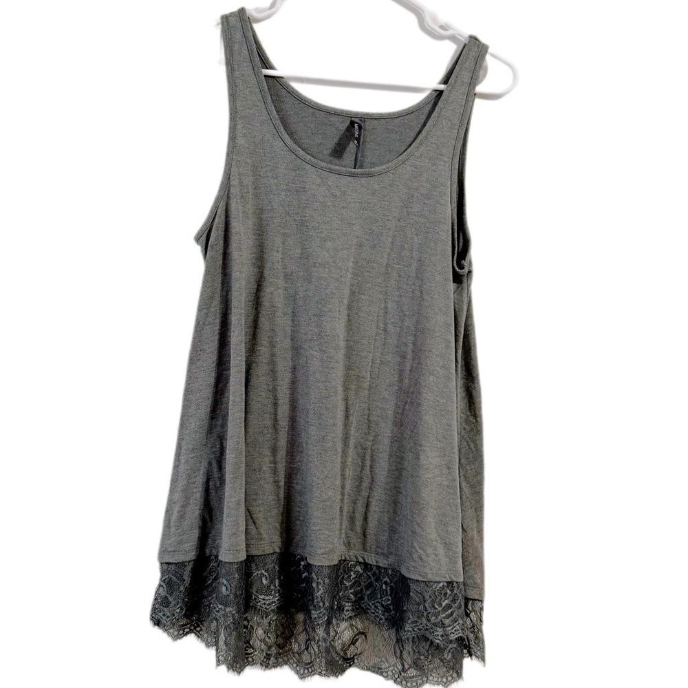 Massini Gray Sleeveless Ruffled Tank Top